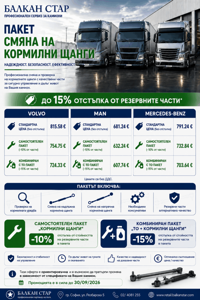 Кормилни щанги с до 15% отстъпка за резервни части